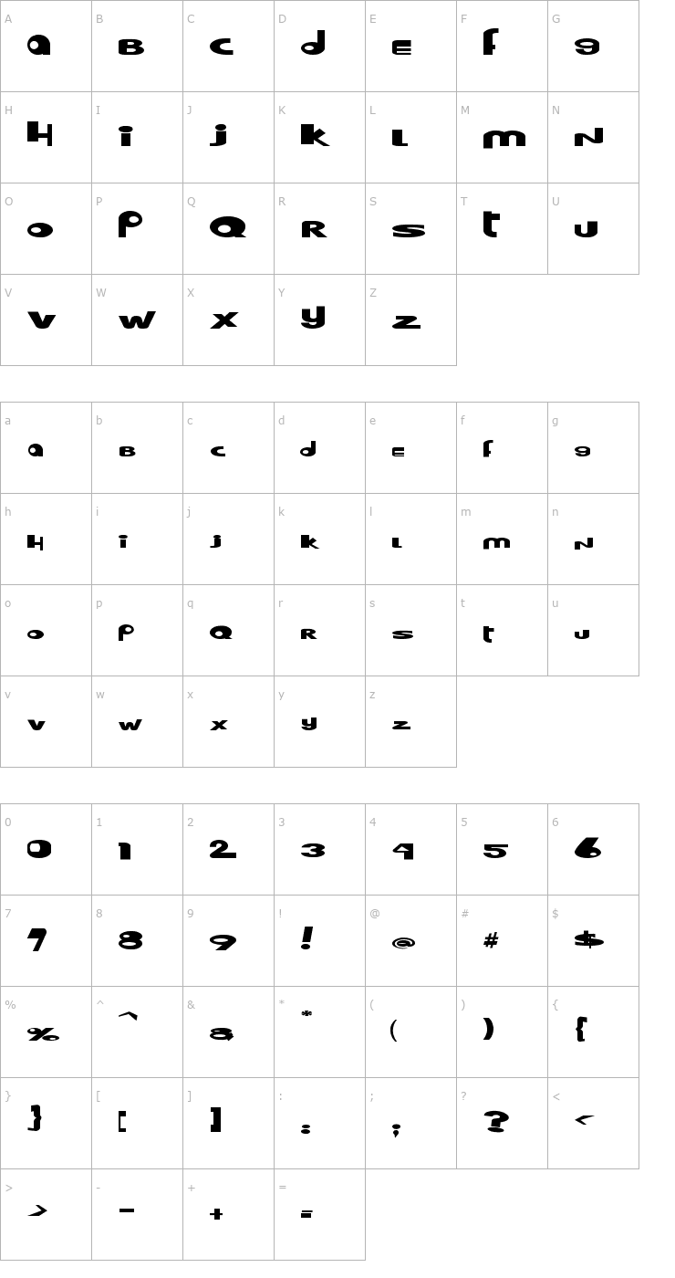 Character Map Hooper dooper Font