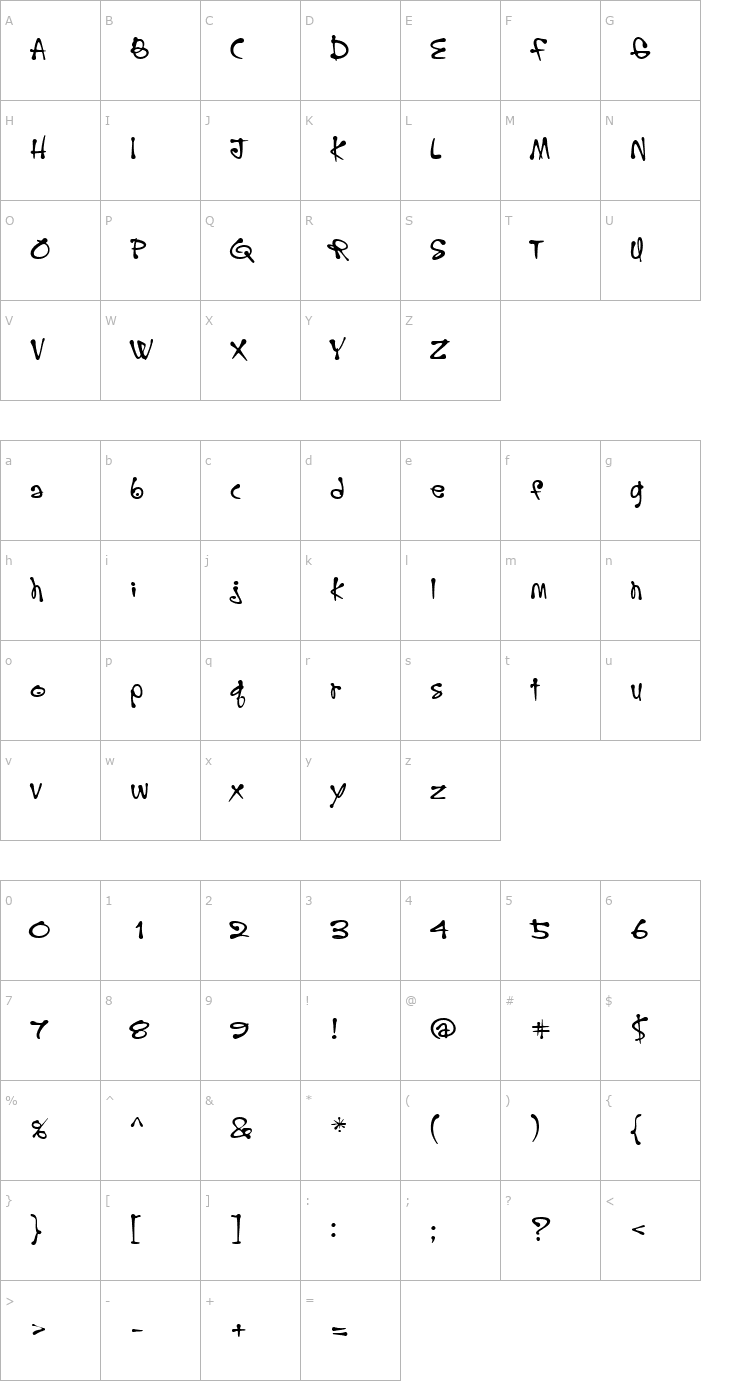 Character Map Hoopla Font