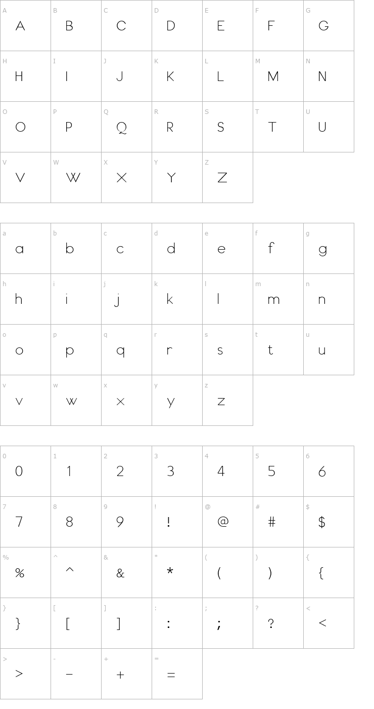 Character Map HoosickFalls Font