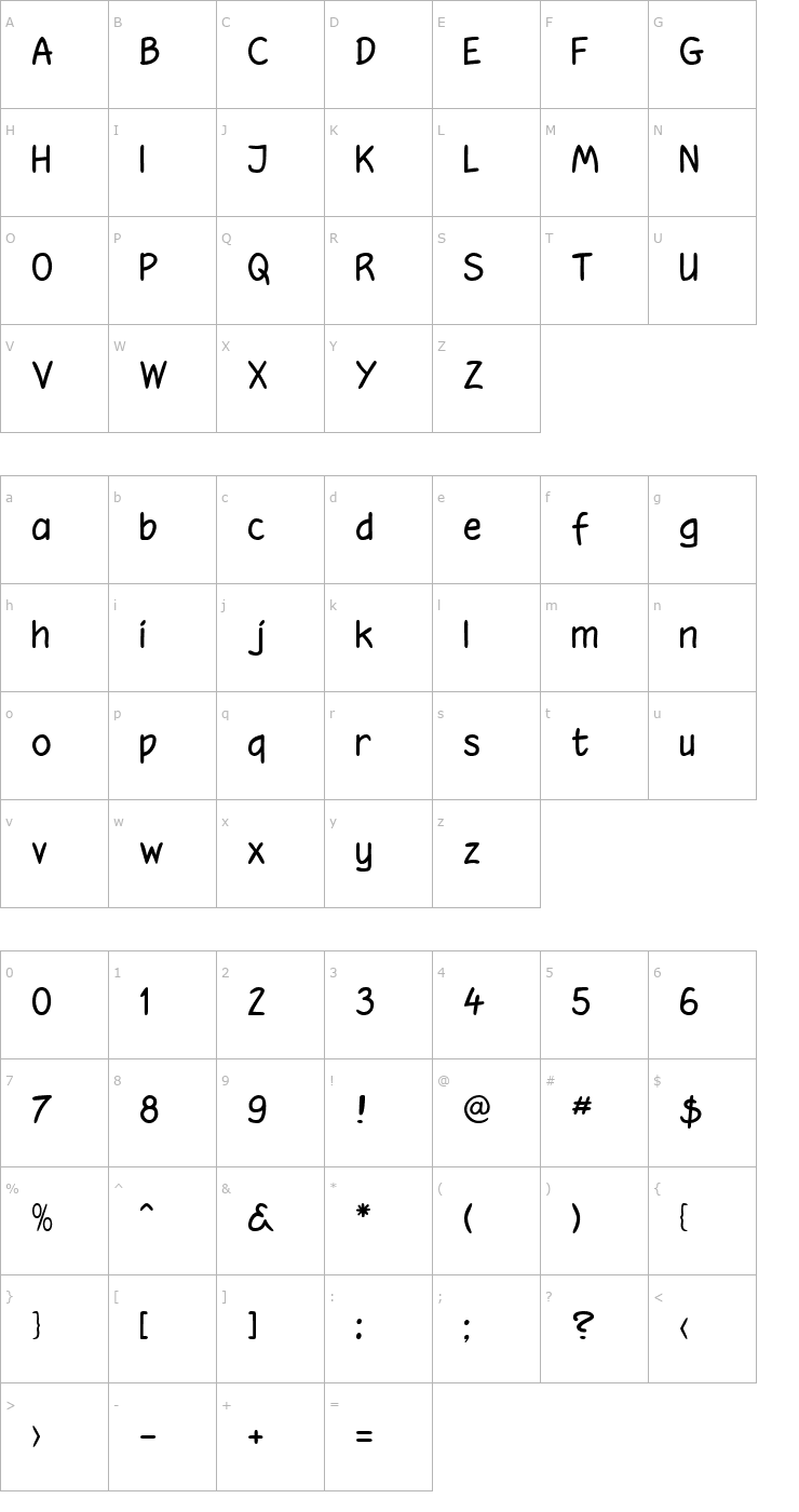 Character Map Hooteroll Font
