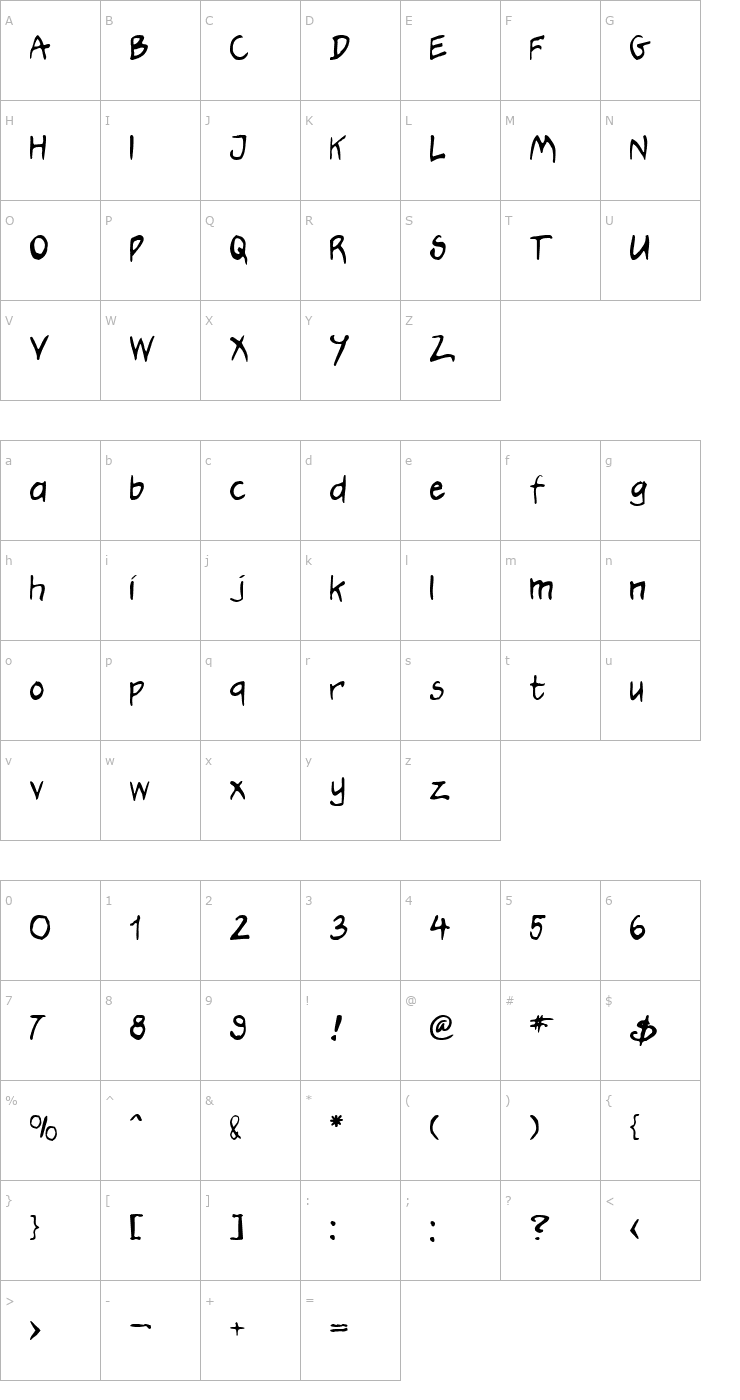 Character Map Hooteroll_Jam Font