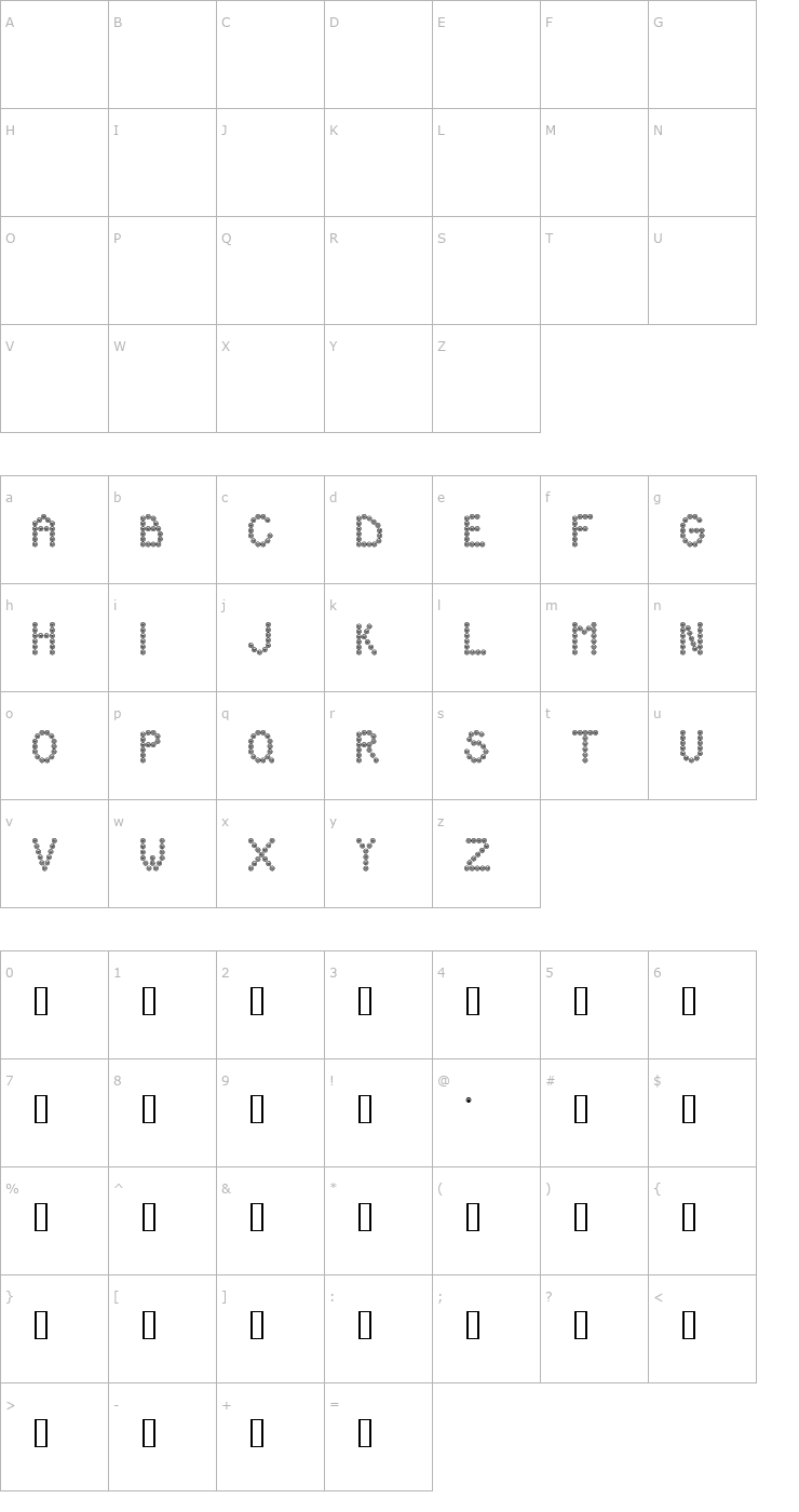 Character Map Hooters Font