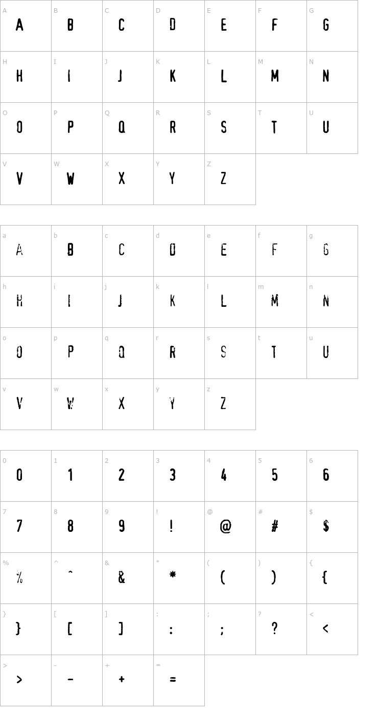 Character Map Hootie! Font