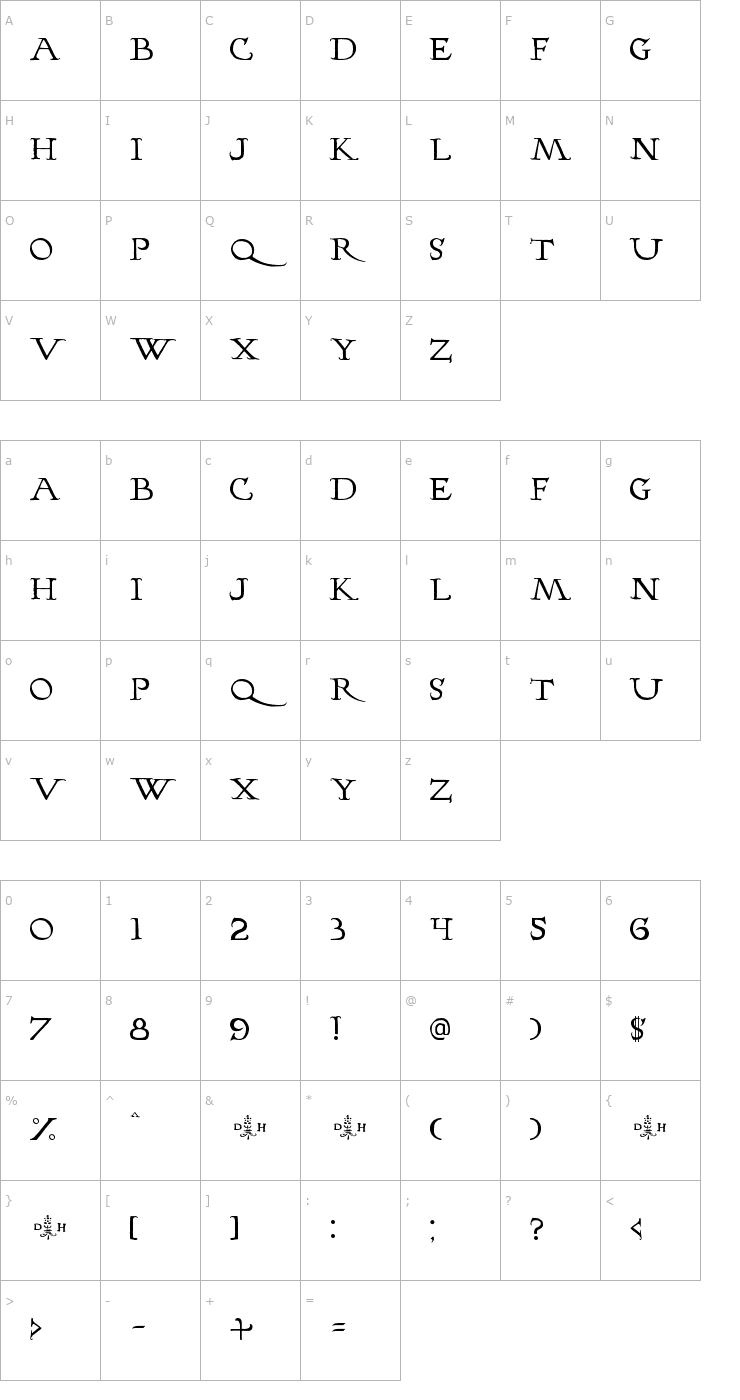 Character Map Hopfer Hornbook Font