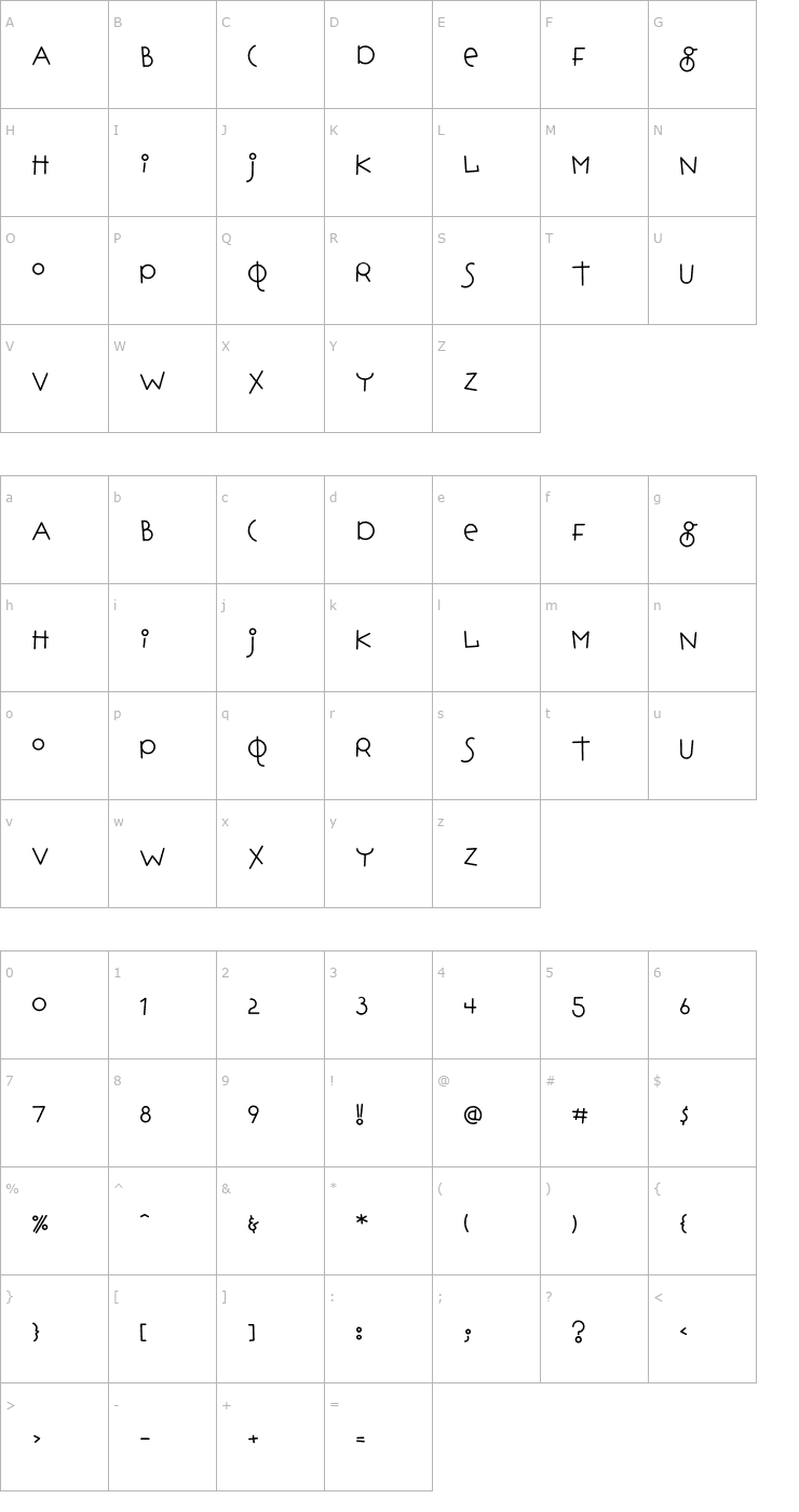 Character Map HopscotchPlain Font