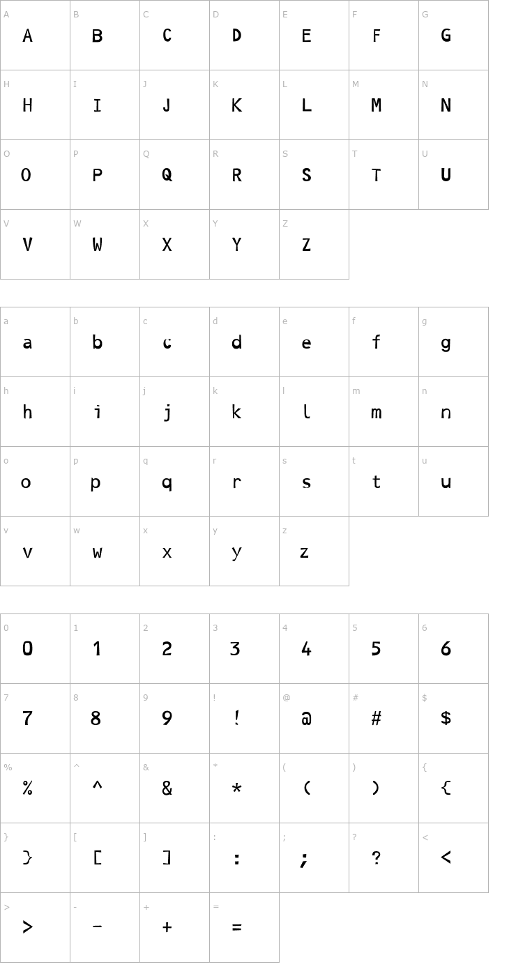 Character Map Hoptical Font