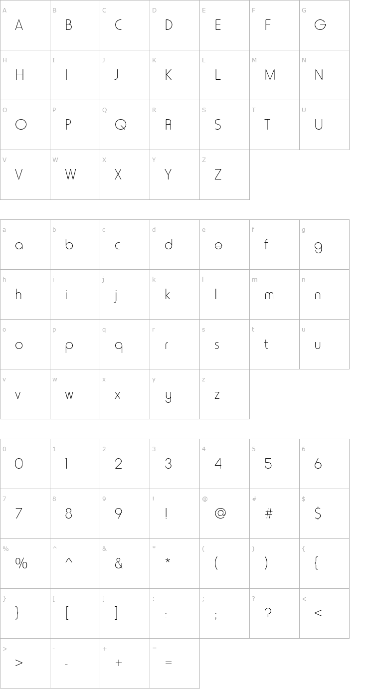 Character Map Horatio D Light Font