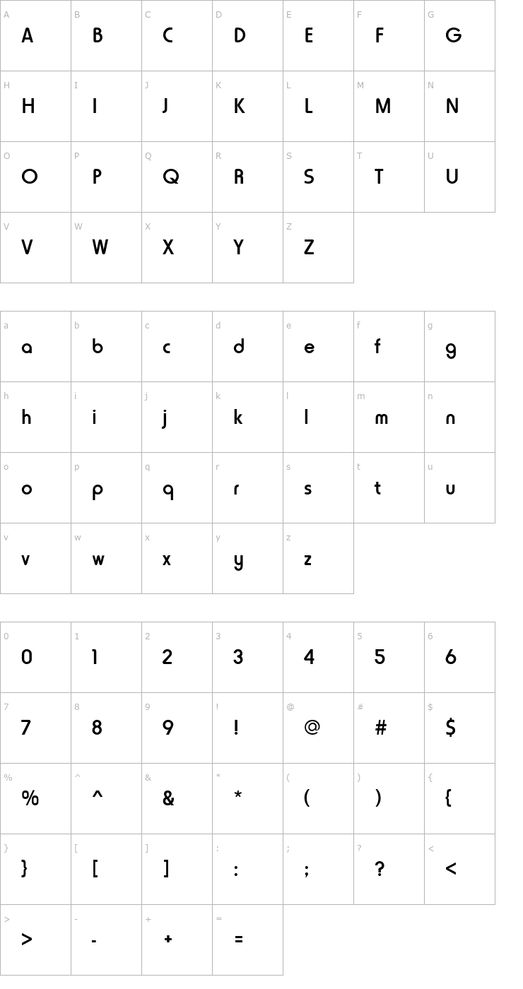 Character Map HoratioDMed Font