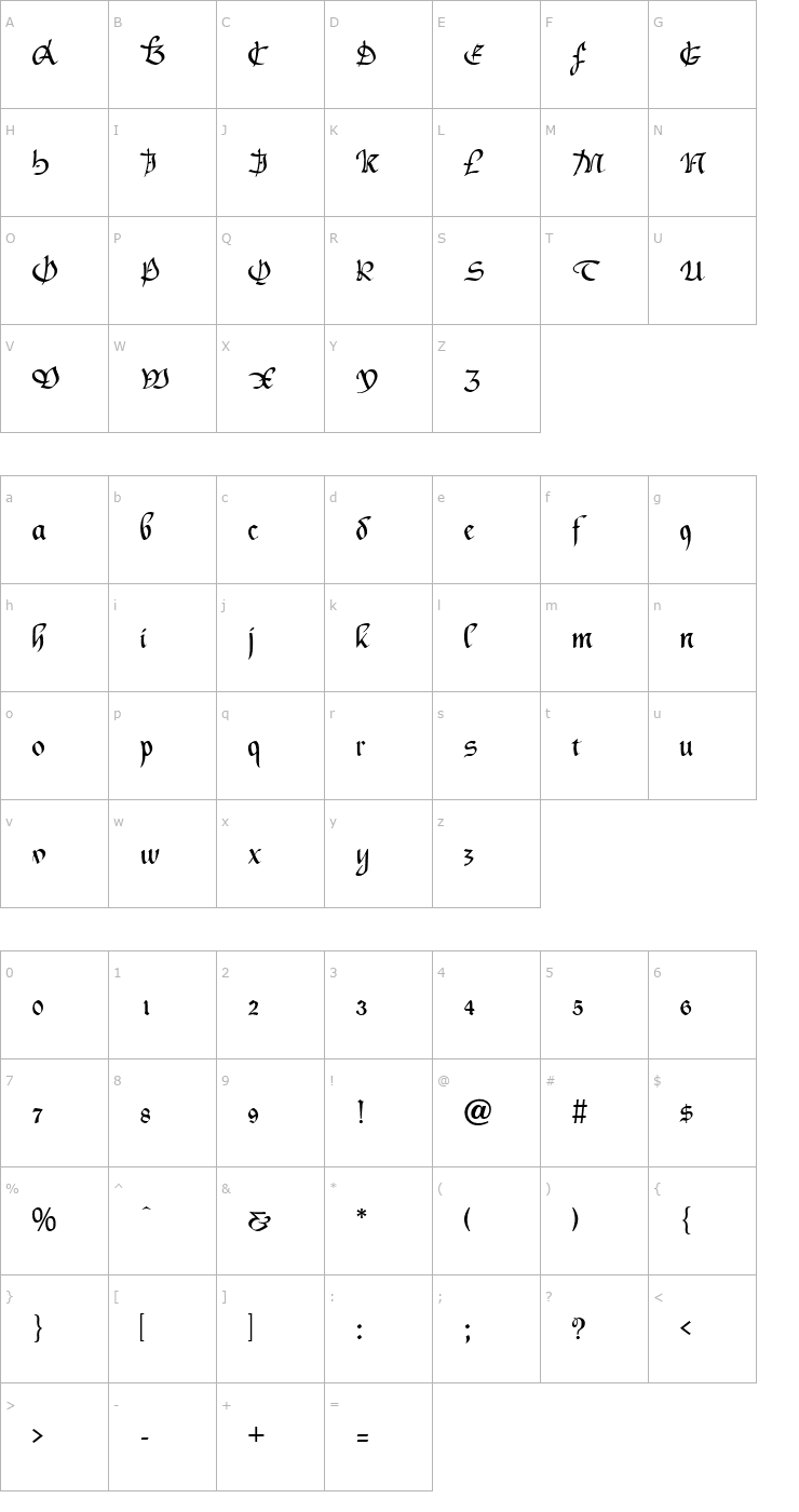Character Map Horloge Font