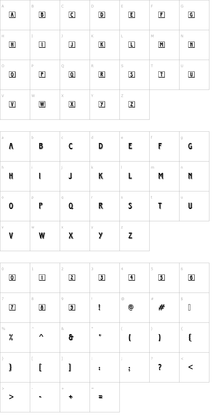 Character Map Horndon_Becker_Initials Font