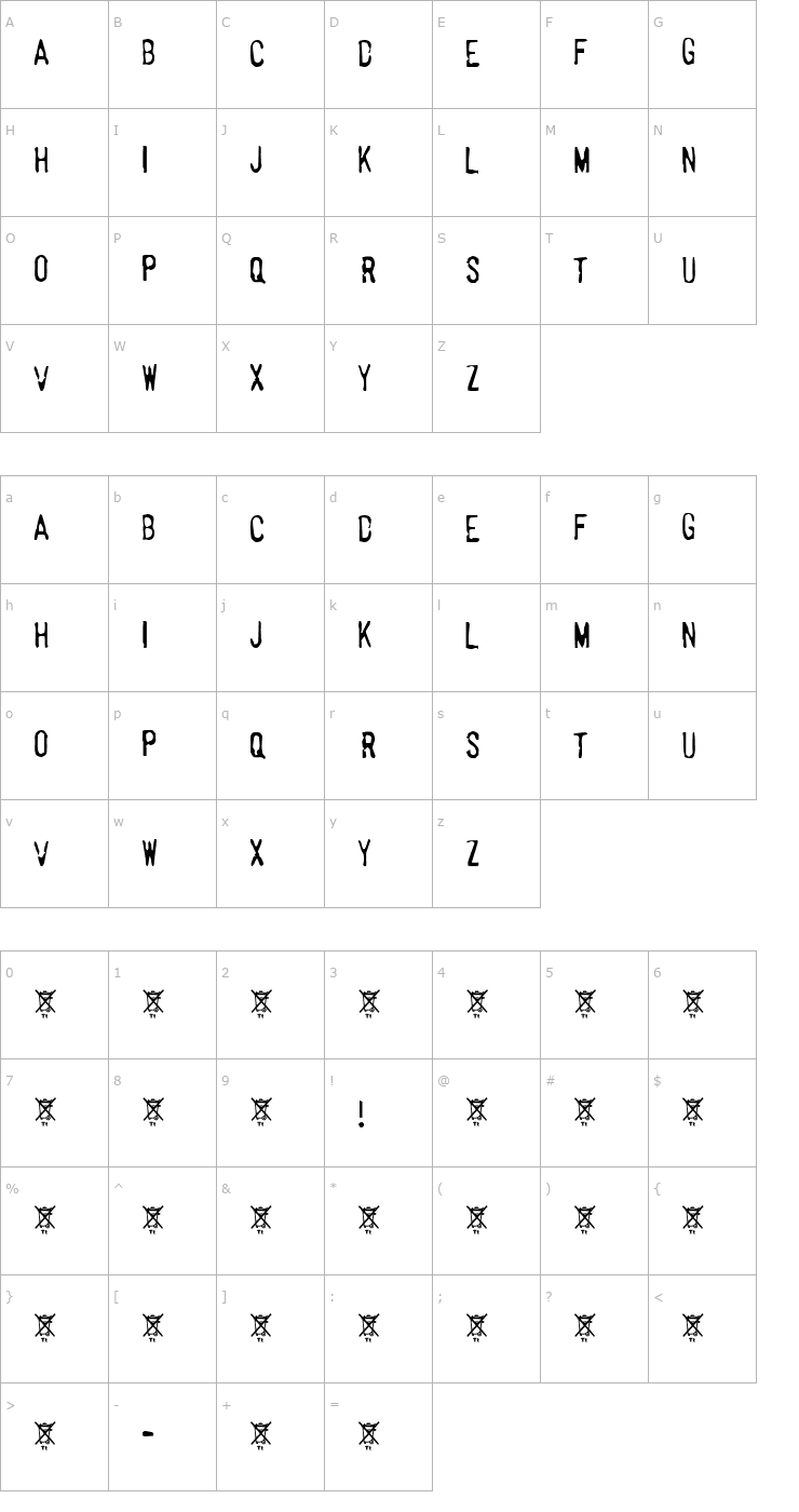 Character Map Horrorshow Font