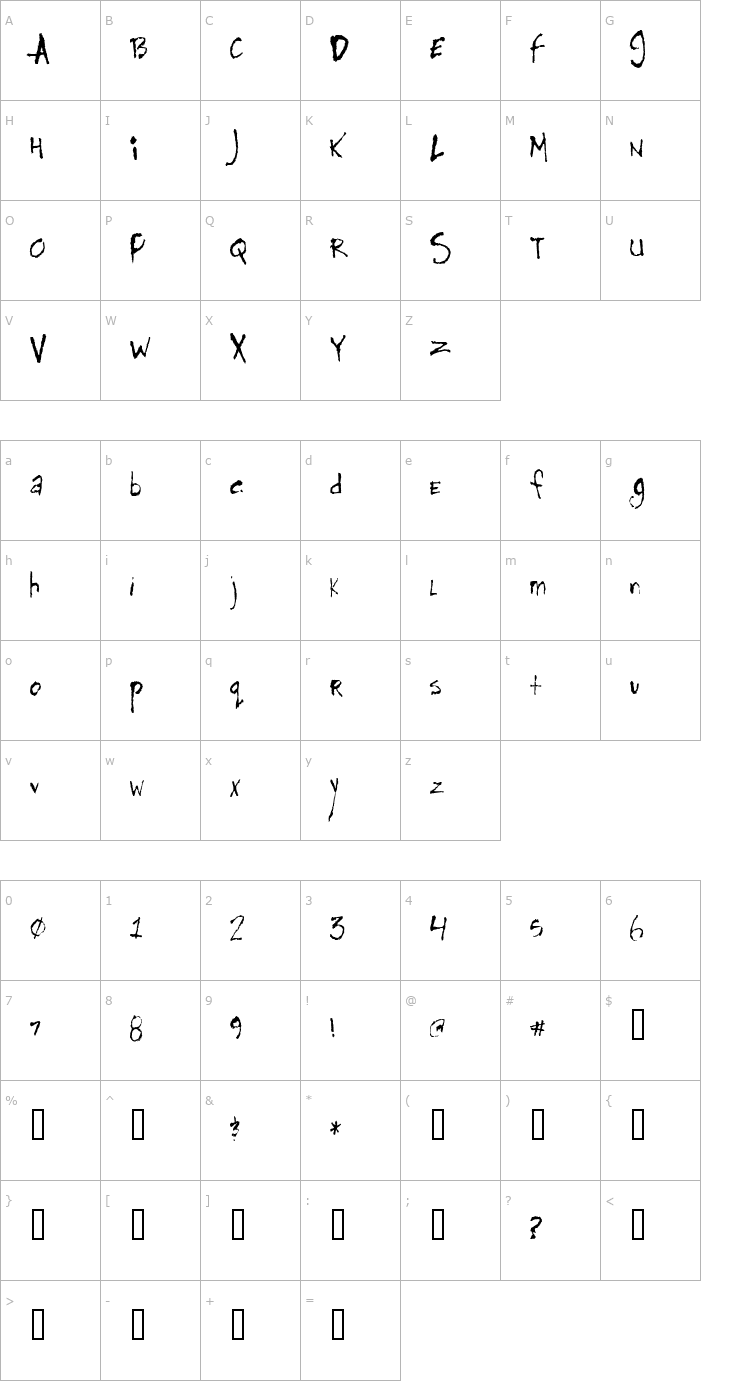 Character Map Horse Font