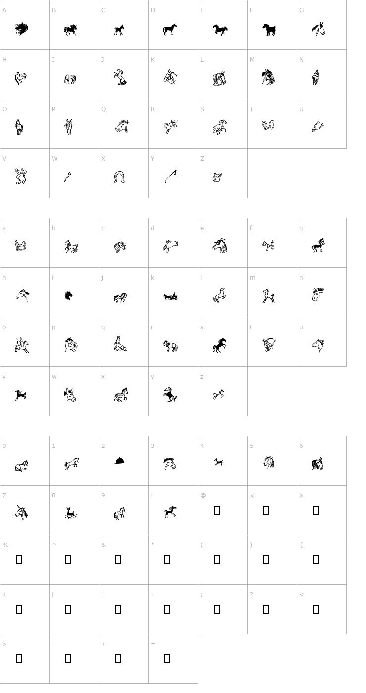 Character Map horsedings Font