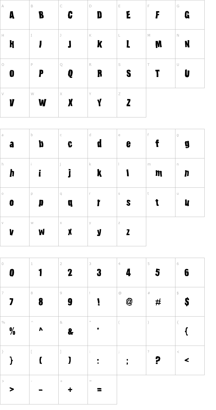 Character Map Horseradish Font