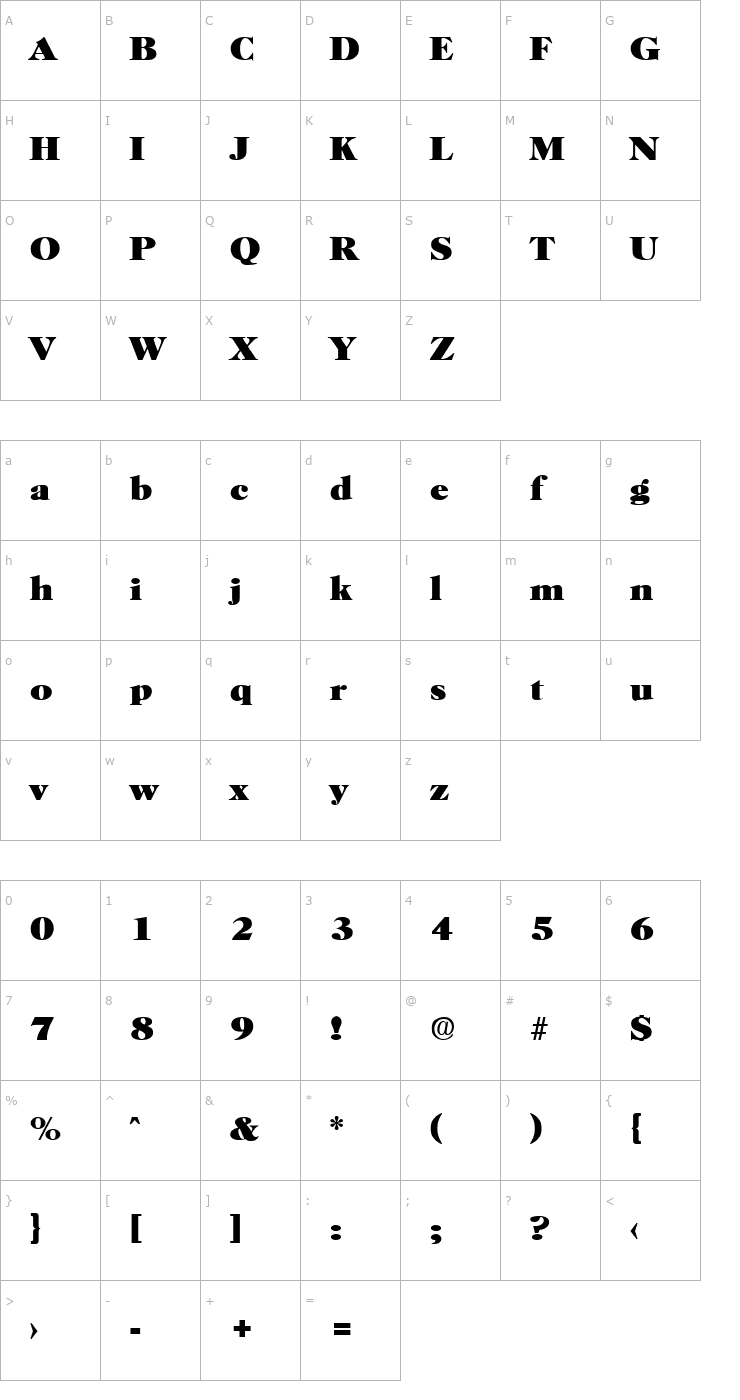 Character Map Horsham-Heavy Font