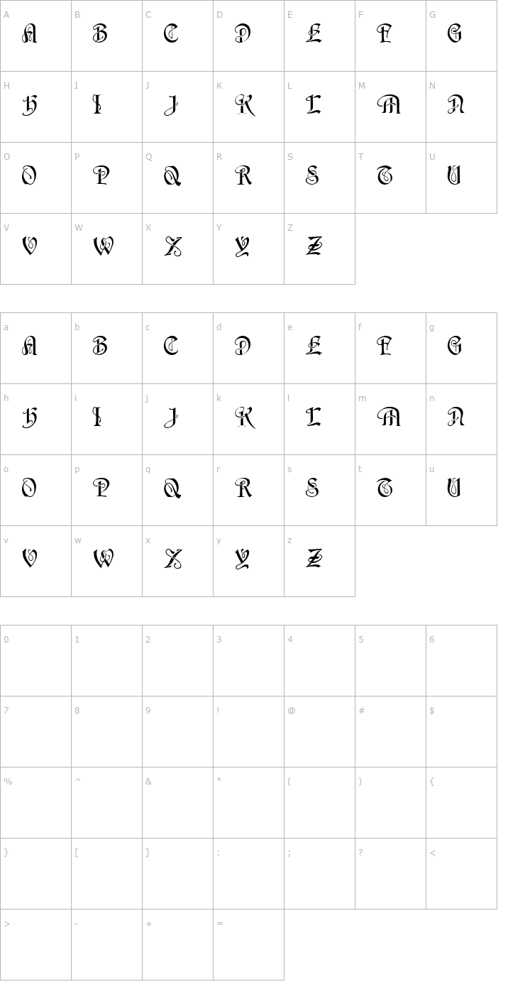 Character Map Horst Font