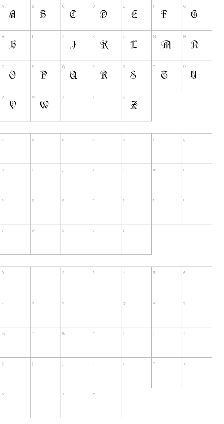 Character Map HorstCaps Caps Font