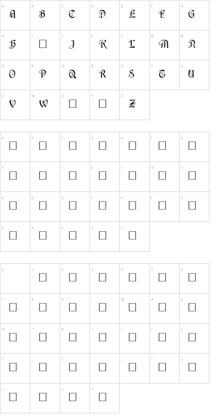 Character Map HorstCaps Caps001.001 Font