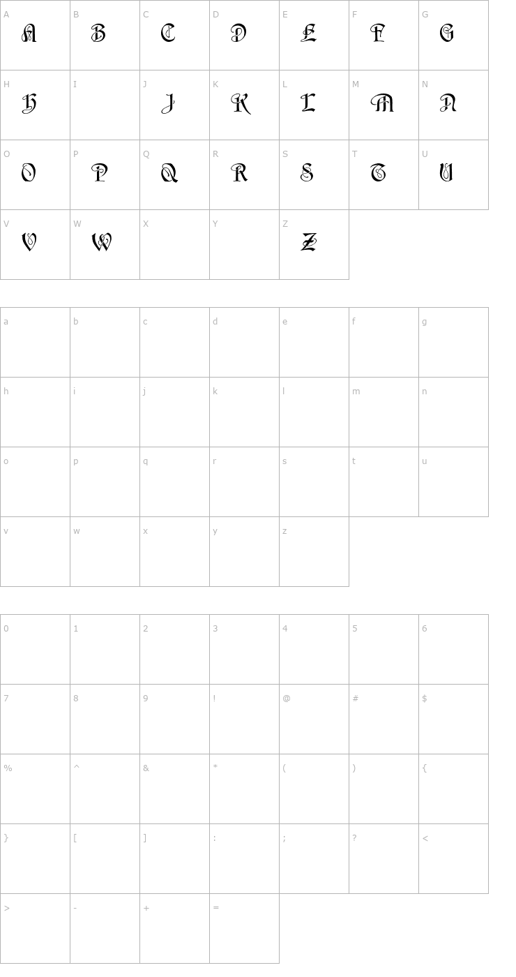 Character Map HorstCaps Font