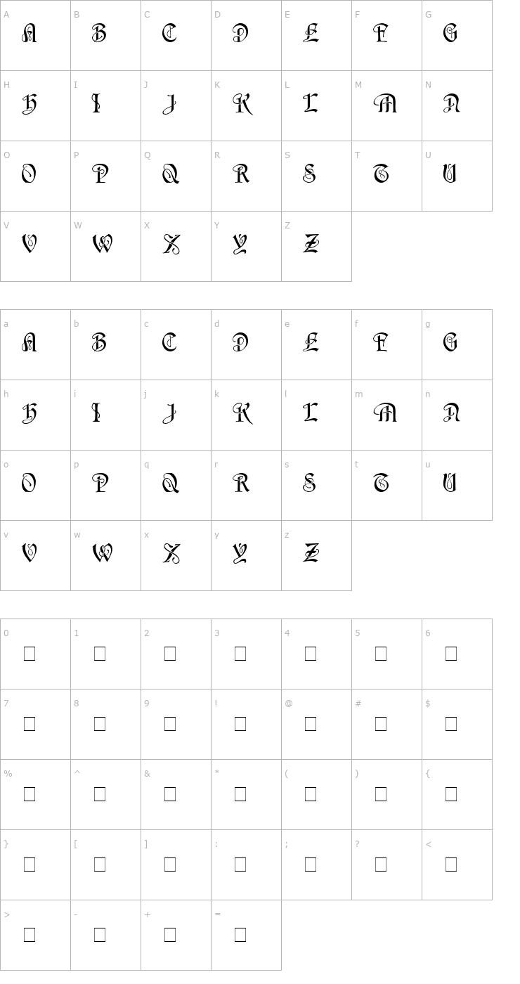 Character Map HorstCaps Medium Font