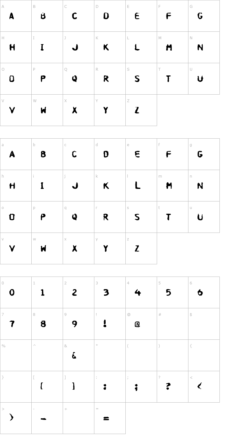 Character Map Hospital Font