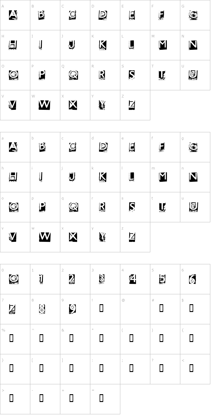 Character Map Hot Metal Font