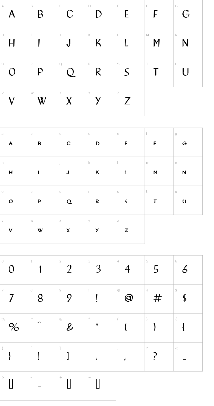 Character Map Hot Rod SCLF1.0 baby. Font