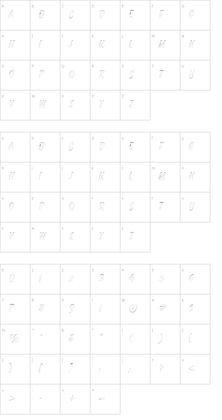 Character Map HotAirOutline Font