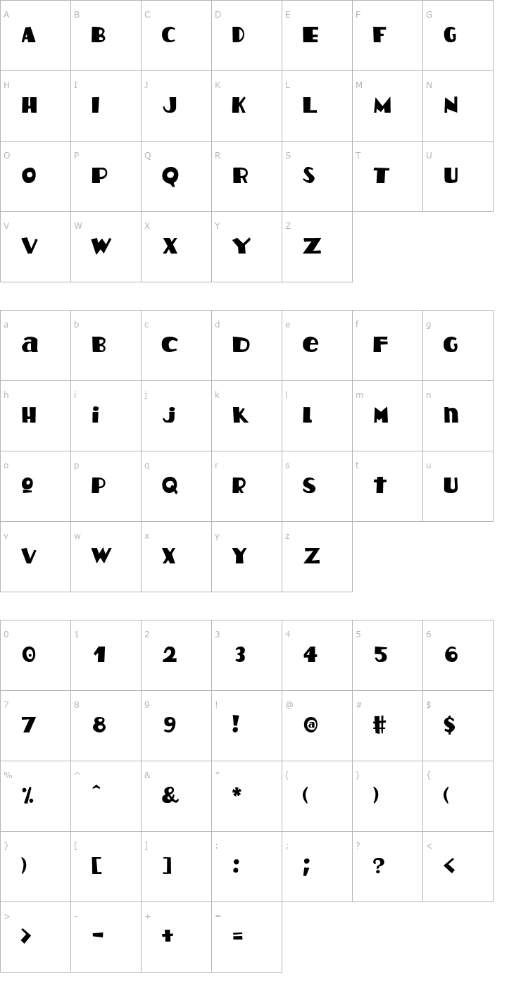 Character Map HotCoffeeFont Font