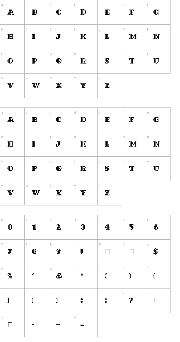 Character Map Hotel MN Font