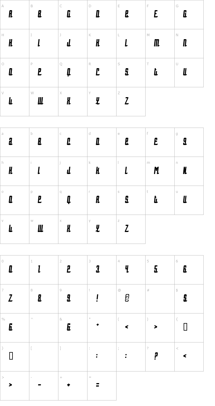 Character Map Hotrod Font