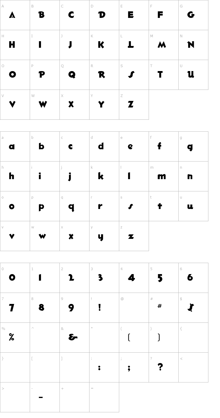 Character Map Hotshot2 Font
