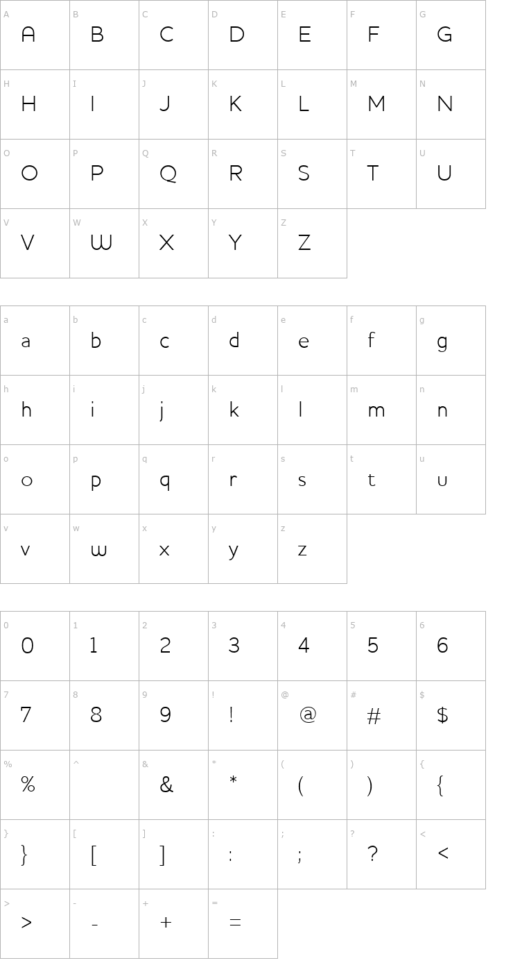 Character Map HouschkaLight Font