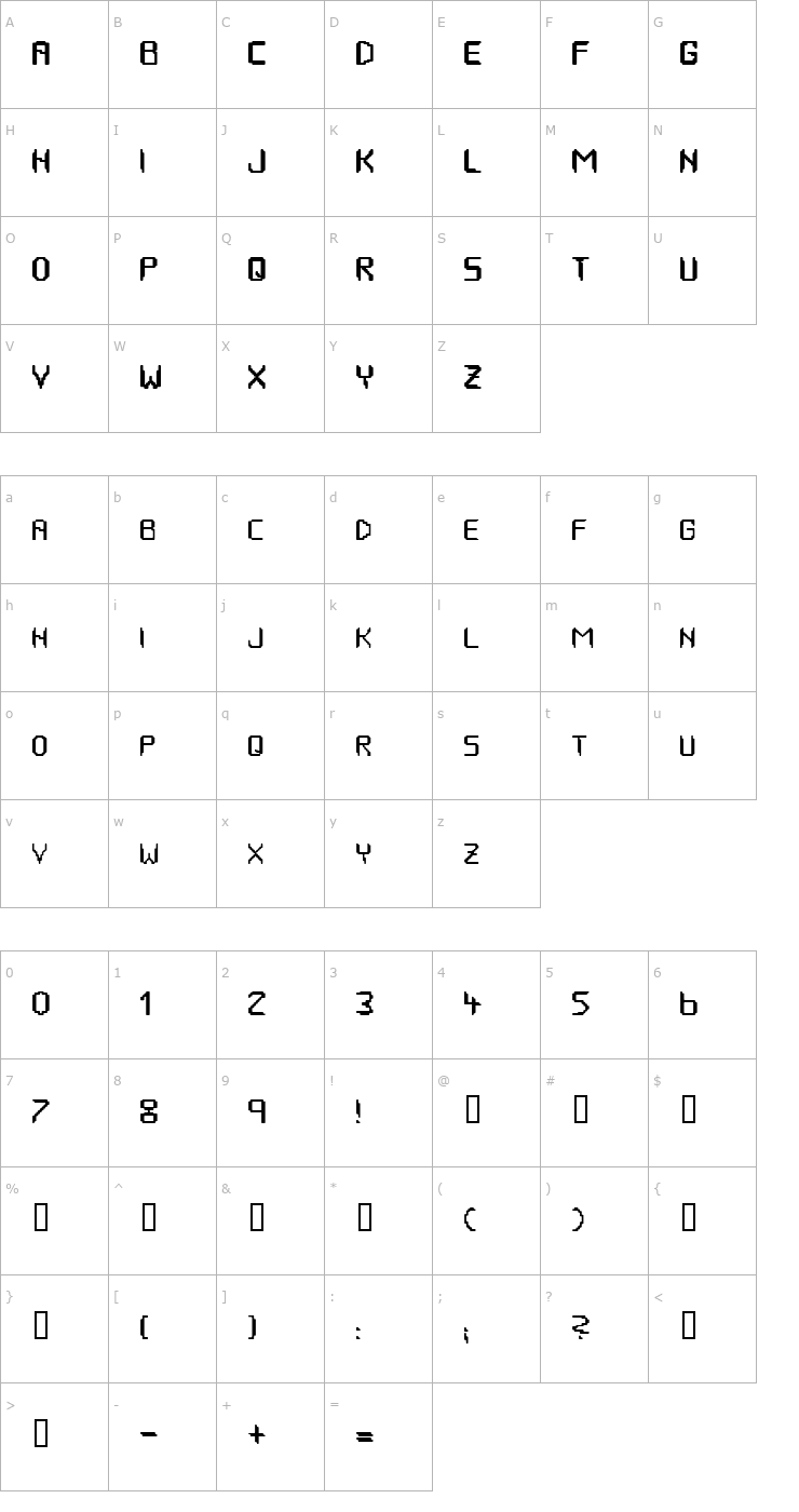 Character Map HOUSEPIPES Normal Font