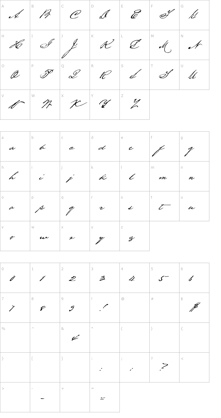 Character Map HoustonPen Font