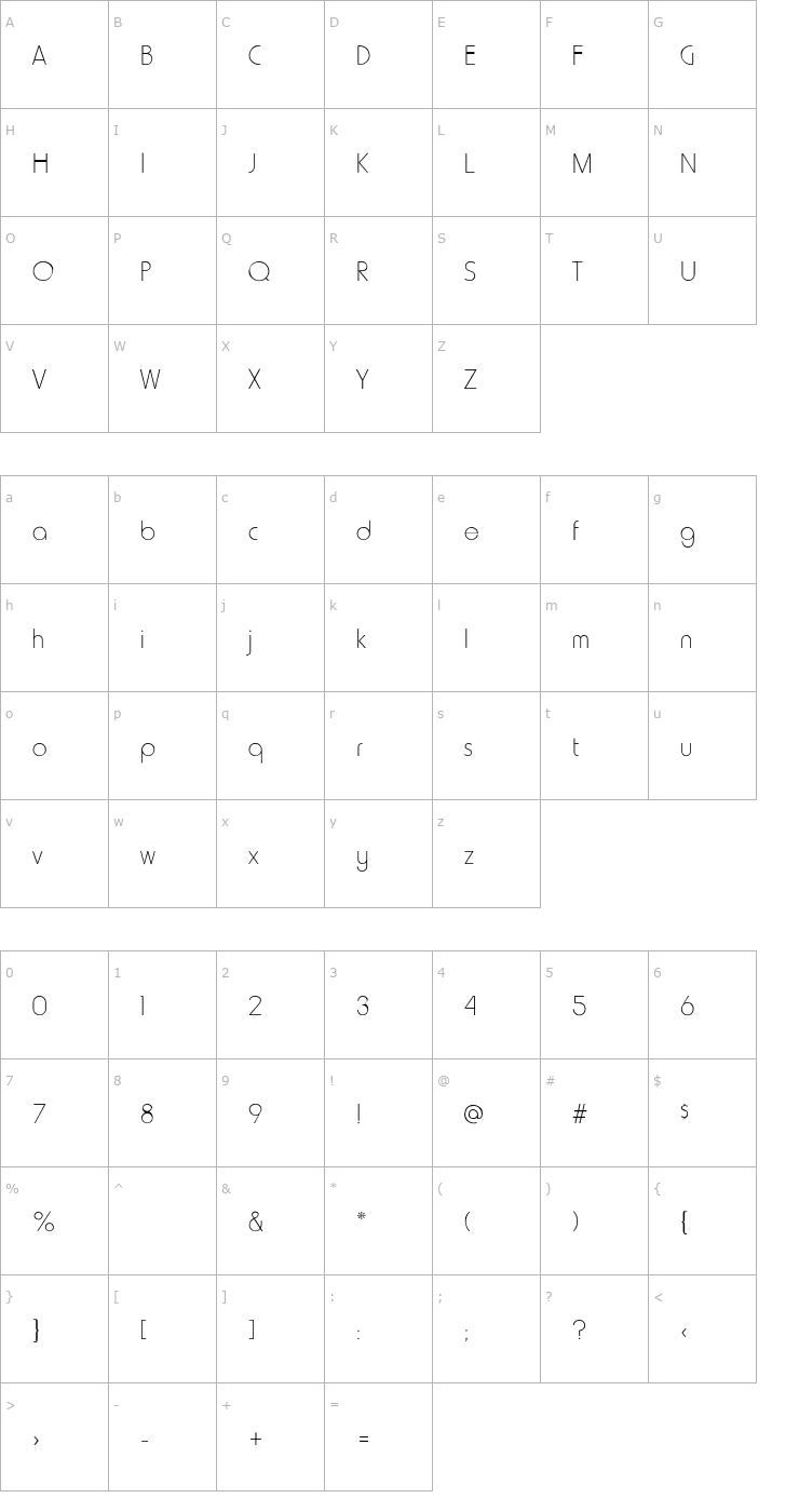 Character Map Howard Font
