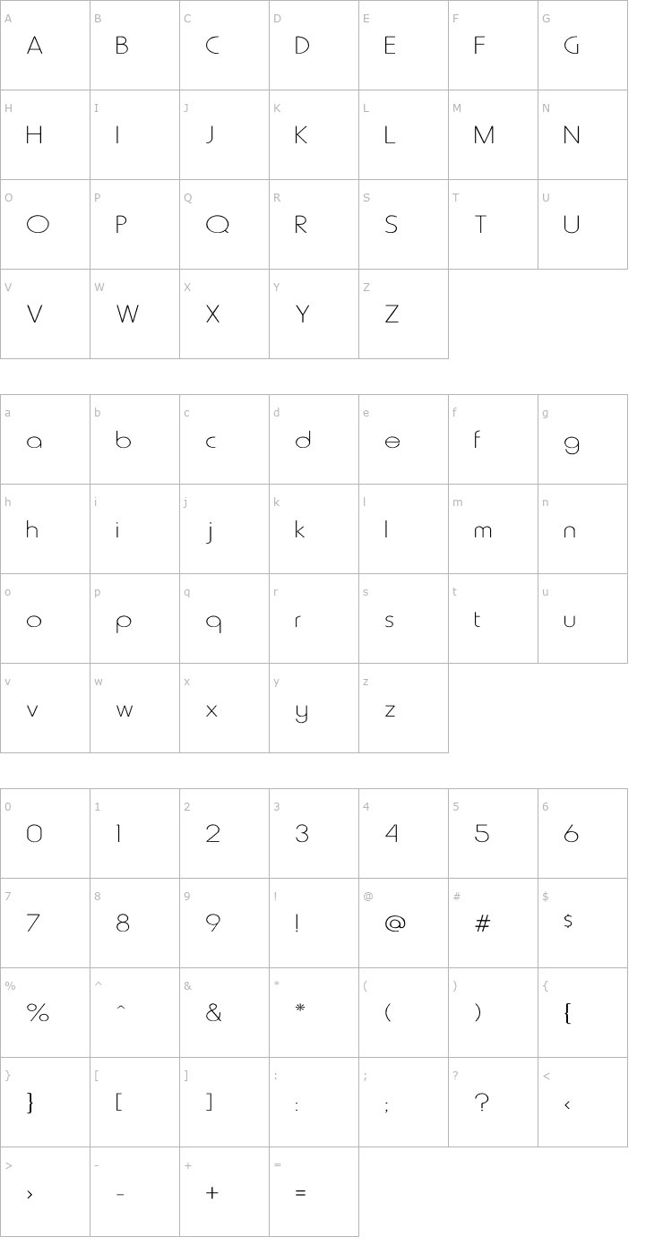 Character Map Howard-Light Wd Font