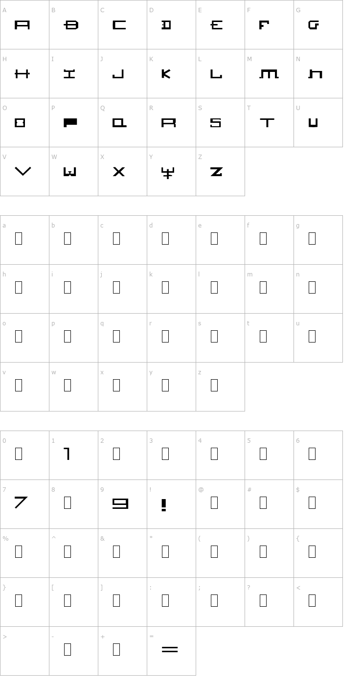 Character Map HOZENOZZLE Font