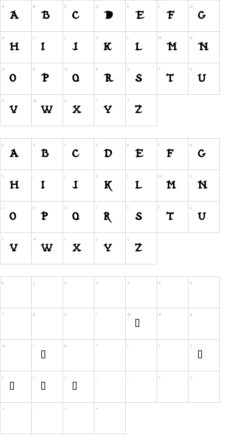 Character Map Hubbard Demo Font