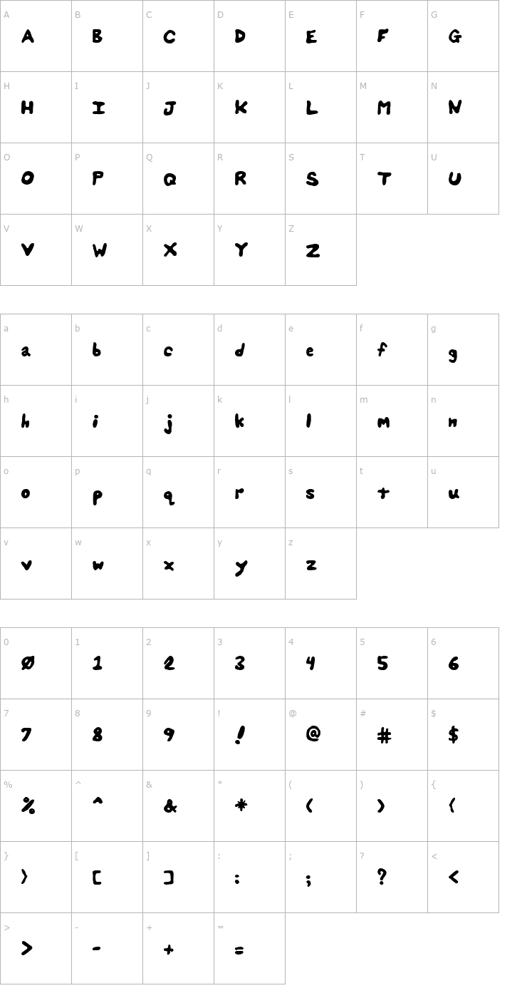 Character Map Hube0001 Font