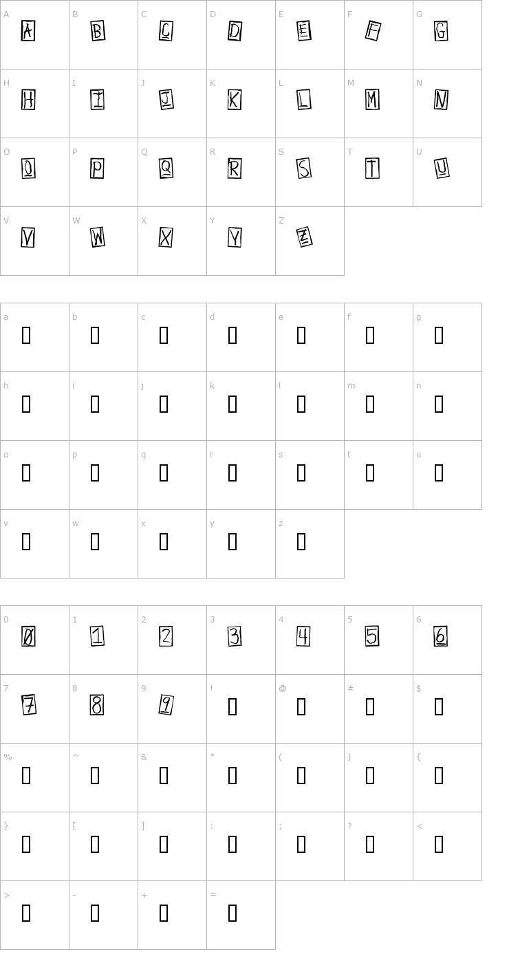 Character Map Human Brown Eye Font