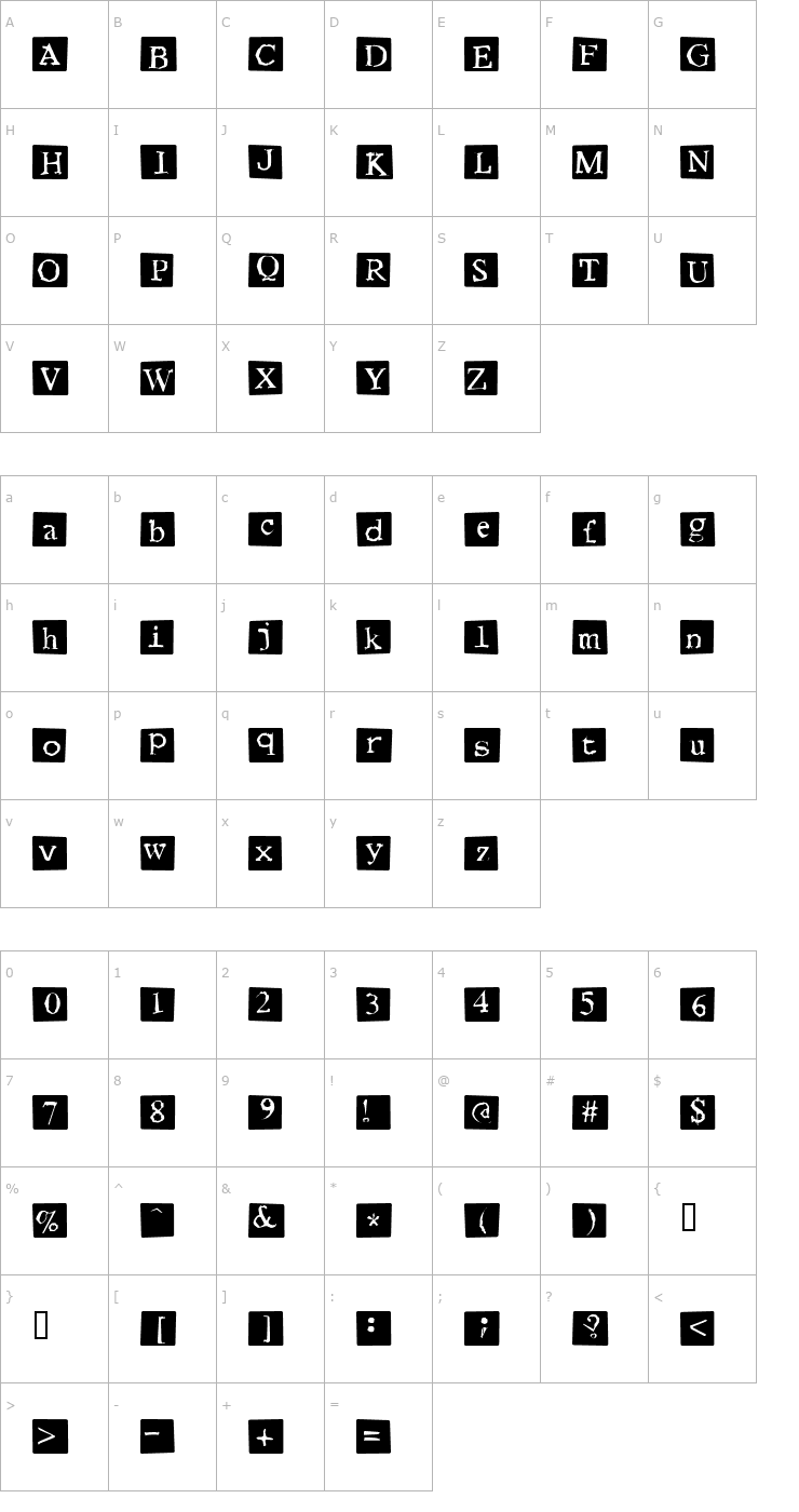 Character Map Human Condition Font