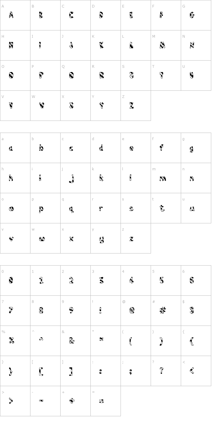 Character Map Humbug Font