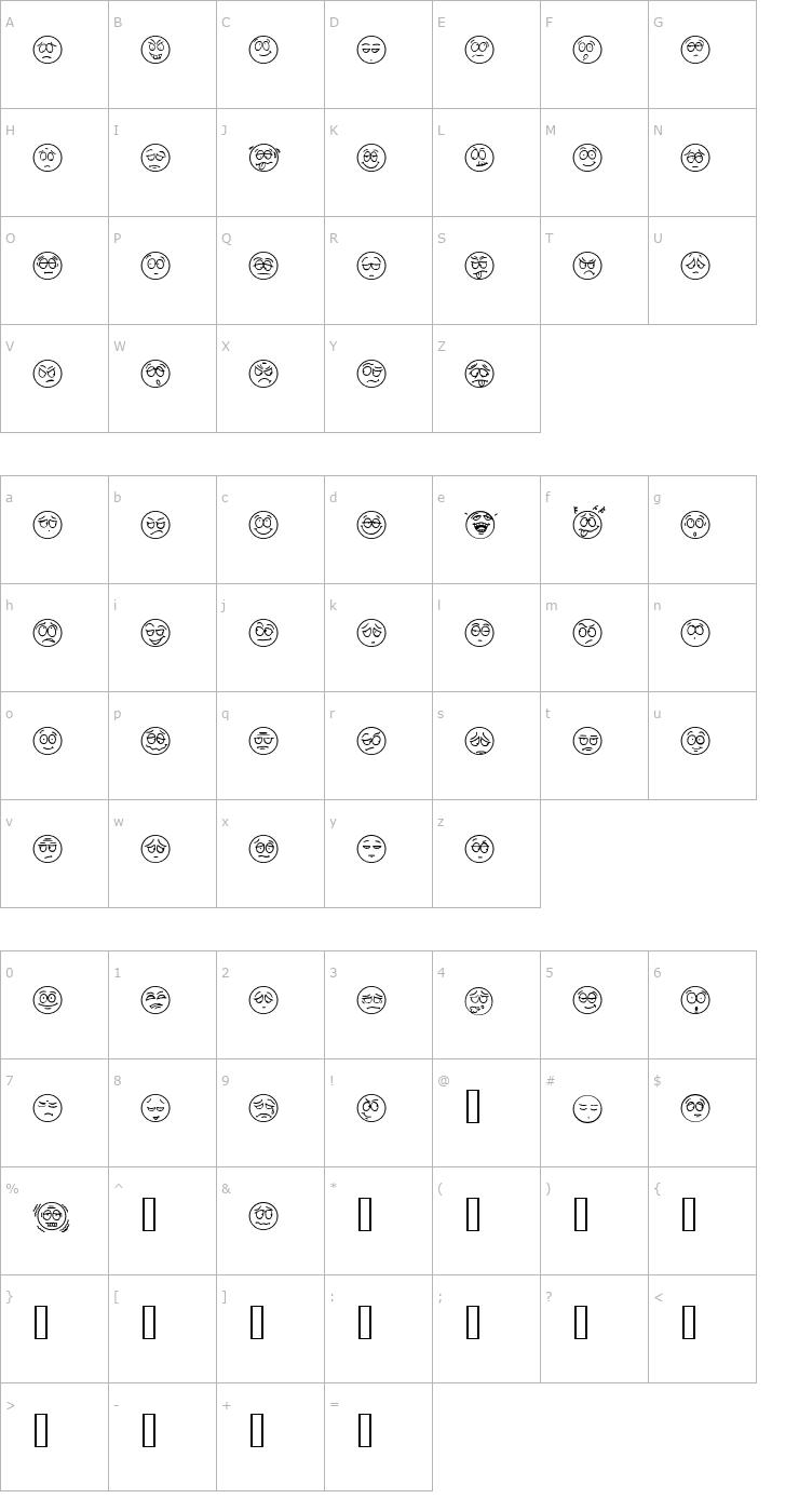 Character Map Humeur Font
