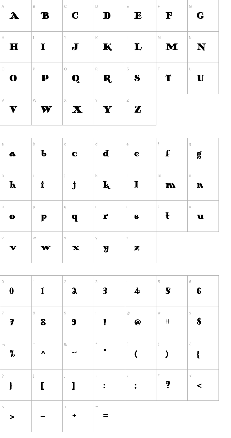 Character Map Hunt Speed Ball Medium Font