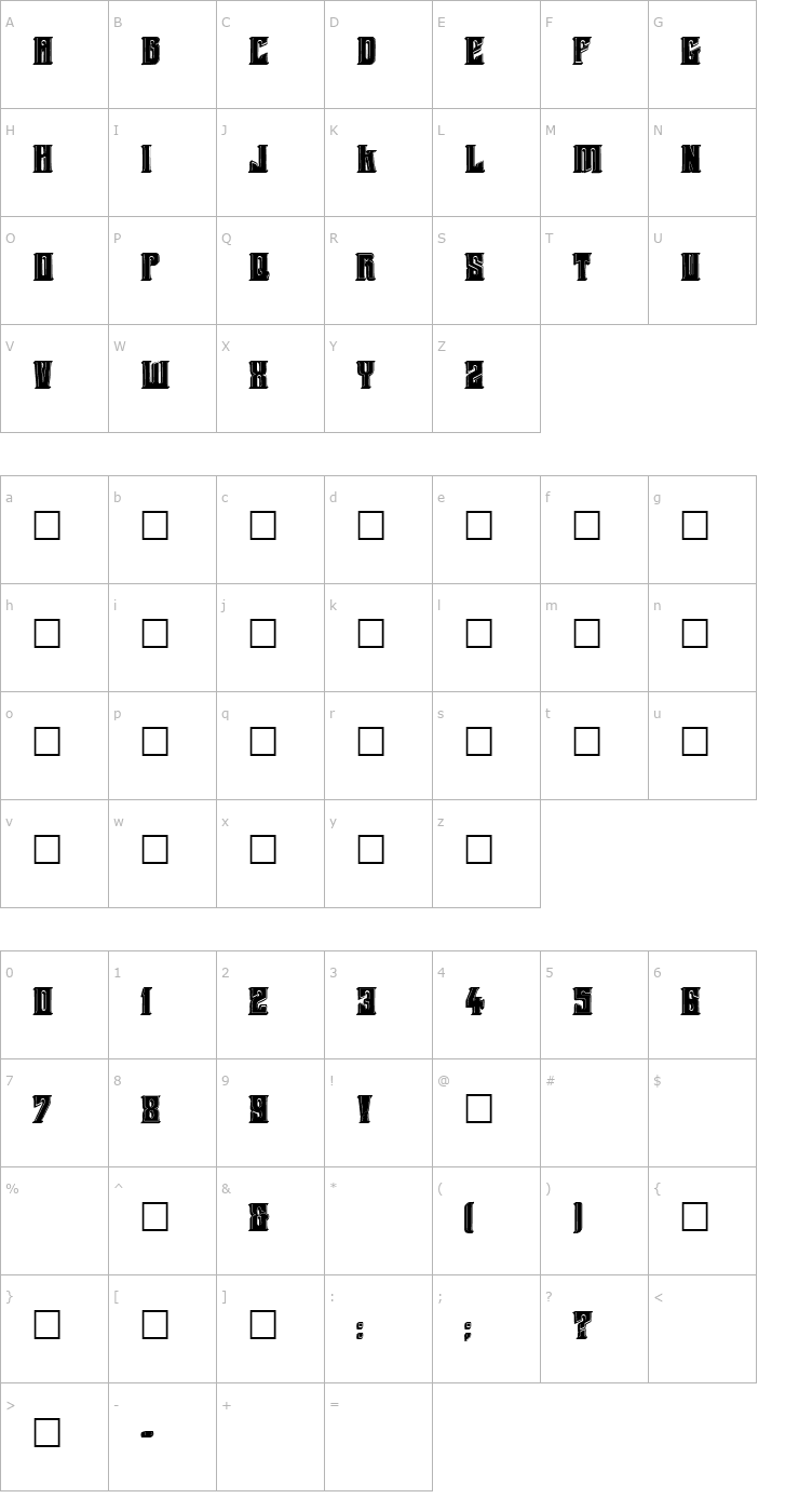 Character Map Hunter Black Font