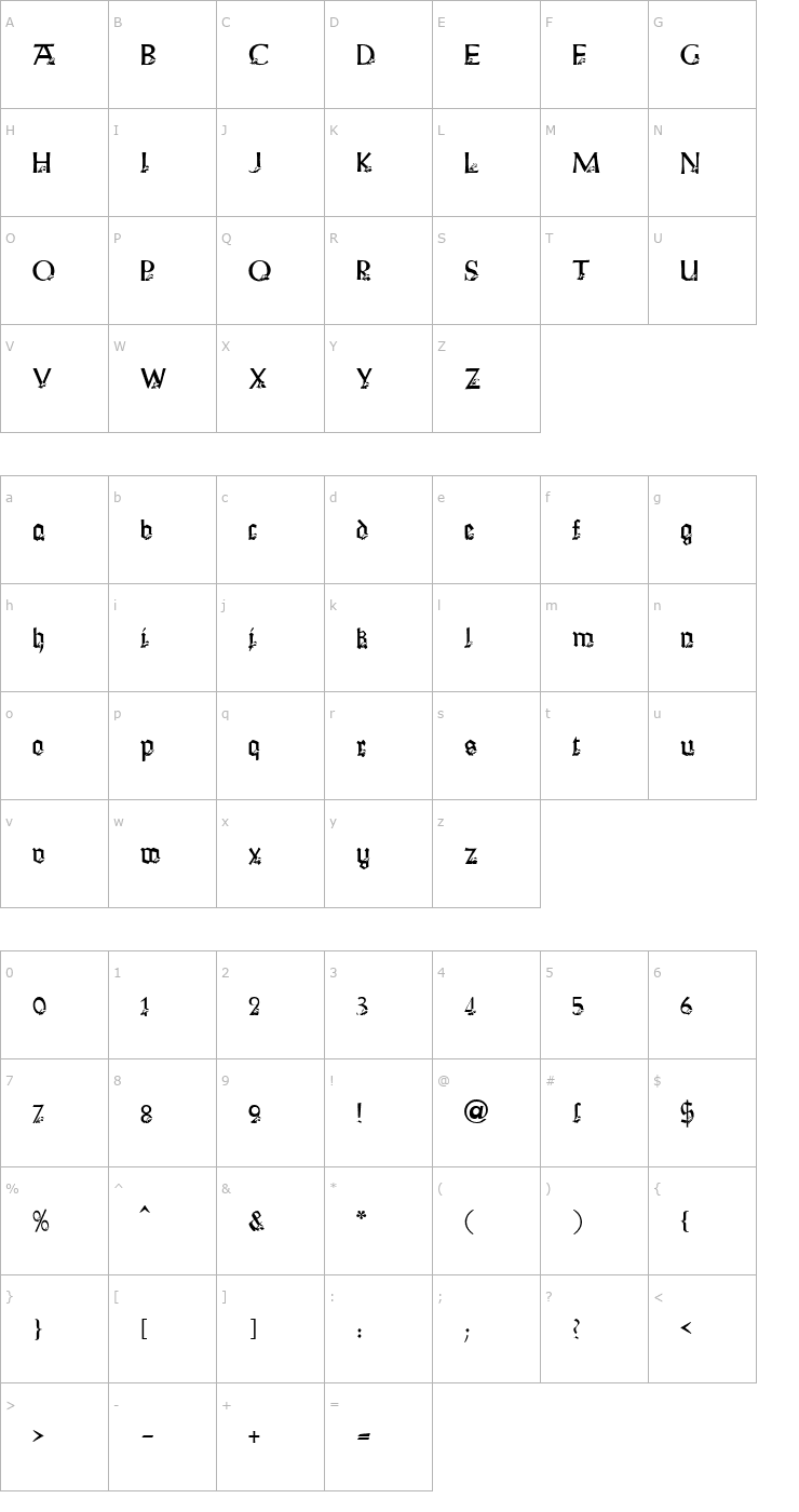 Character Map Hunting Becker Font