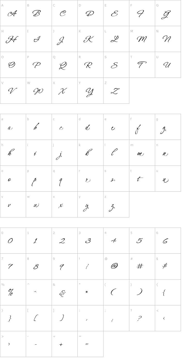 Character Map Hurricane Swash Font