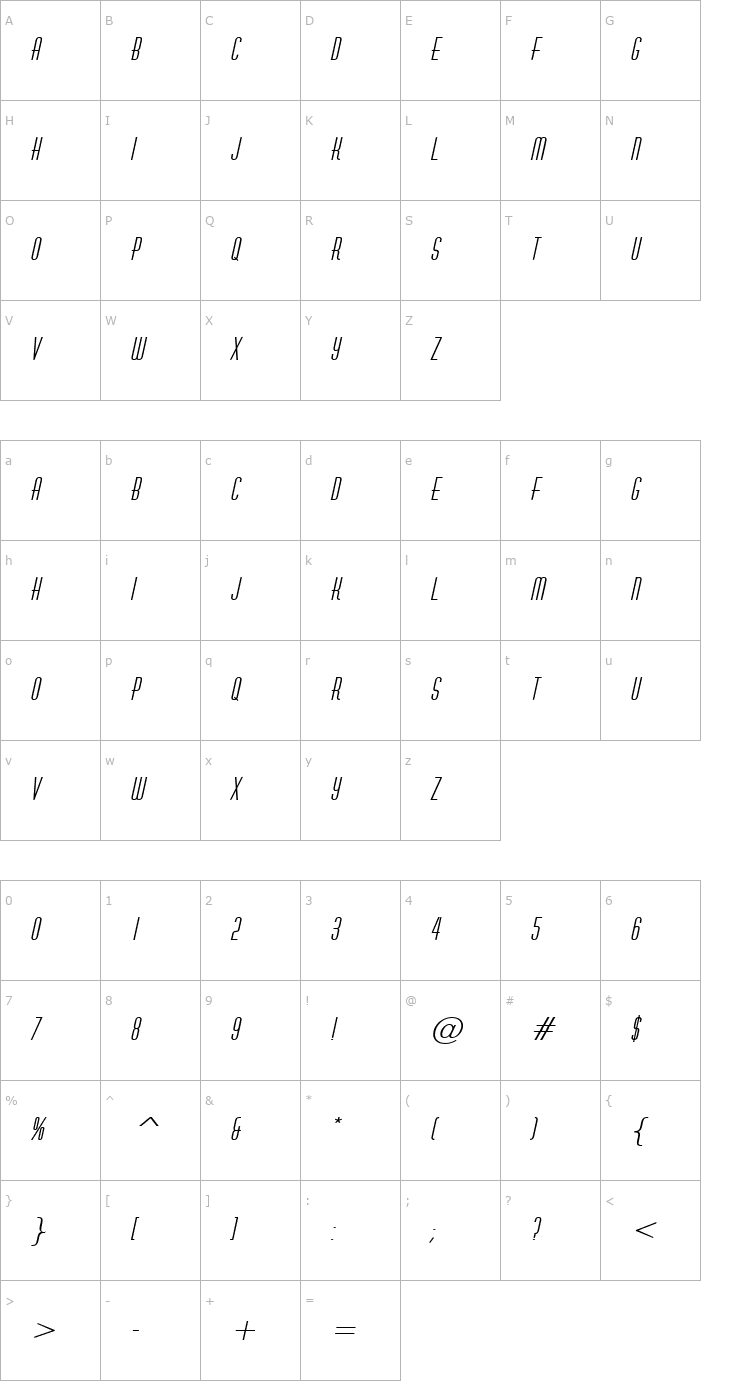 Character Map Hustle BoldItalic Font