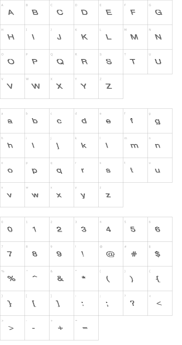 Character Map Hv Stripe Extra Bold Lefty Font